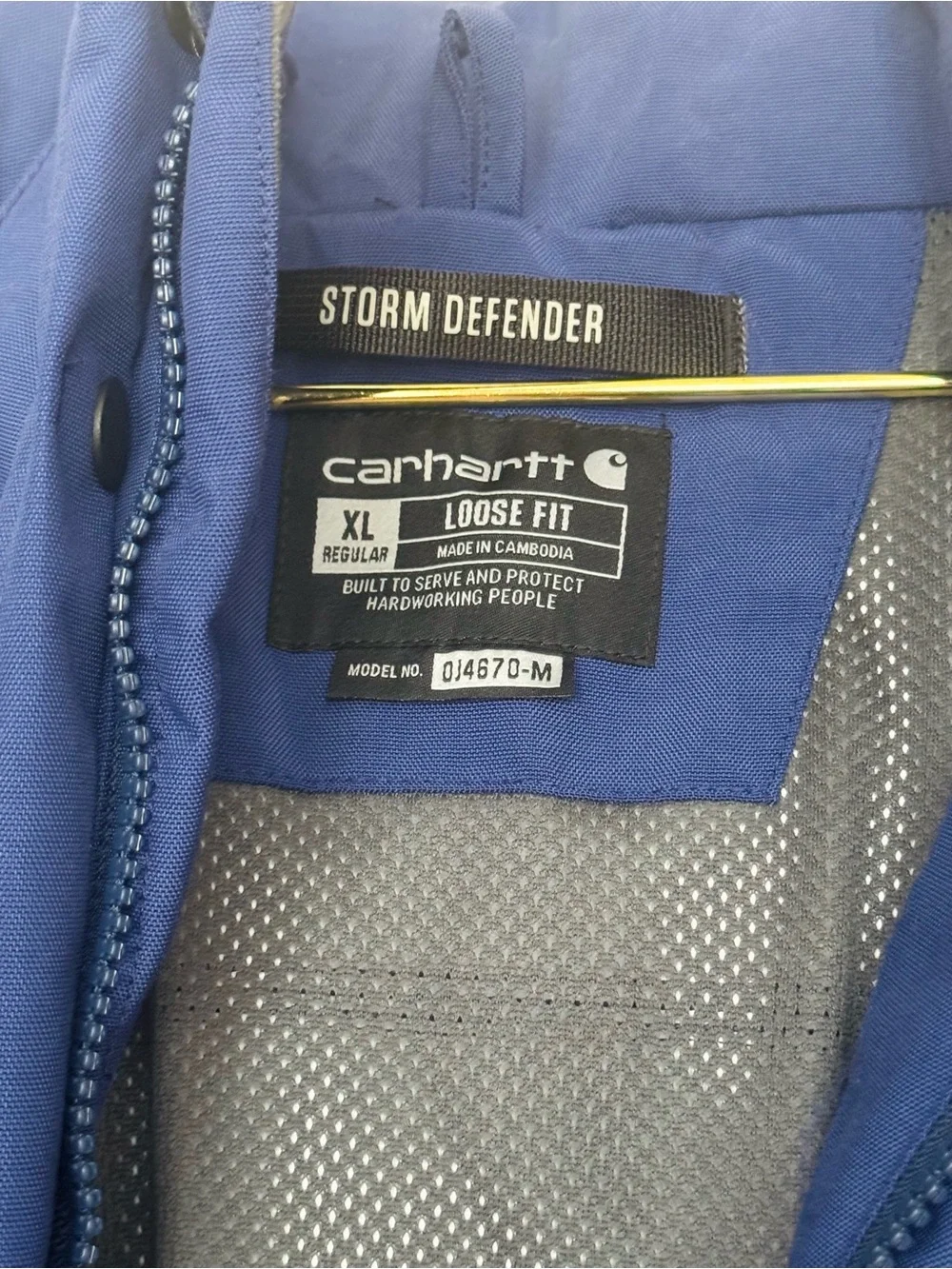 Carhartt Royal Blue Hooded Rain Jacket